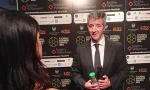 Miguel Ángel Gil es entrevistado tras ganar el premio de mejor CEO del Fútbol Europeo