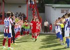 Temp. 2014-2015. Atlético de Madrid Féminas-Fundación Cajasol vuelta pasillo Juvenil C