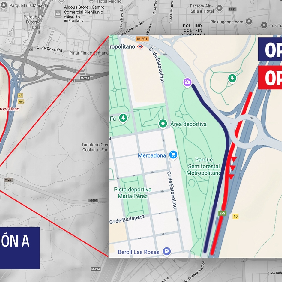 Nueva incorporación a la M-40 Sur en días de partido