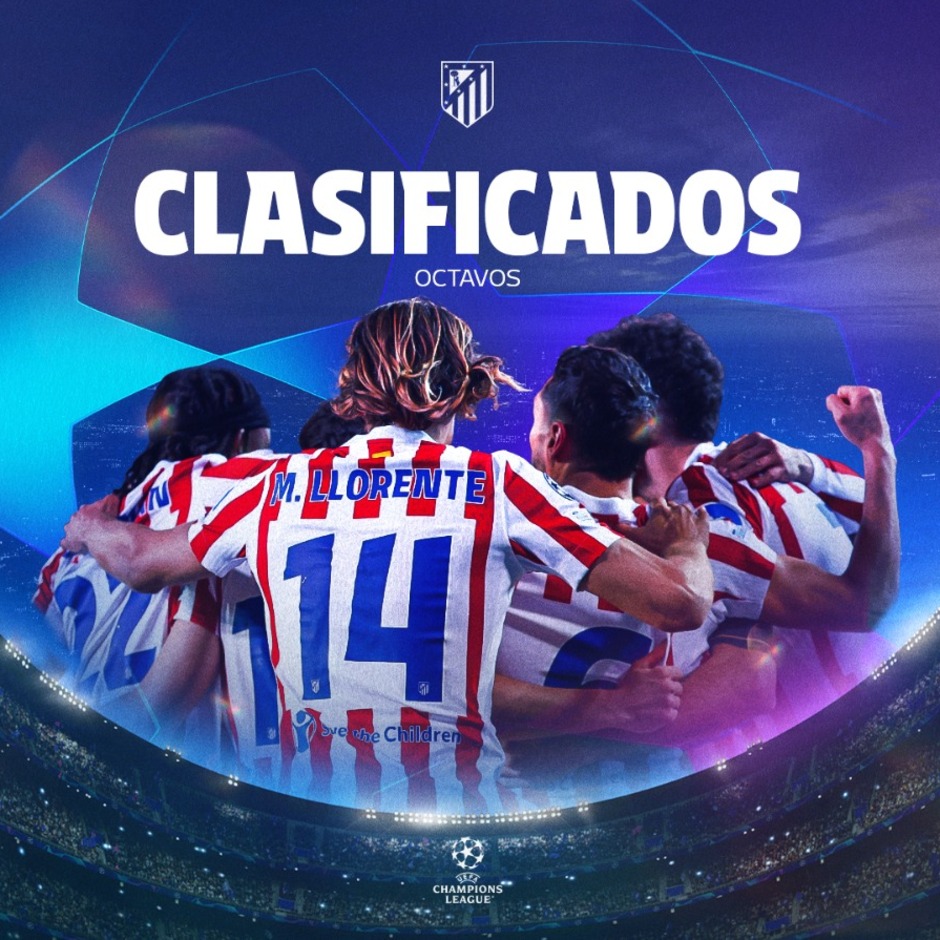 ¡Estamos en los octavos de Champions League! - Club Atlético de Madrid ...