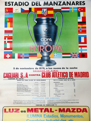 Año 1970 | Copa de Europa | Cartel del Atlético de Madrid - Cagliari