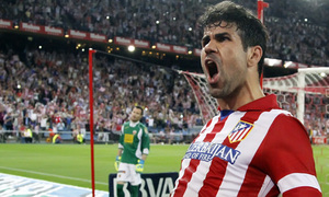 temporada 13/14. Partido Atlético de Madrid- Elche. Celebración Diego Costa. Arturo Saiz