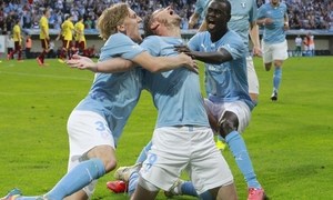 Imágenes Malmö FF. Grupo A Champions League. Celebración suelo. Fotografías: UEFA.com