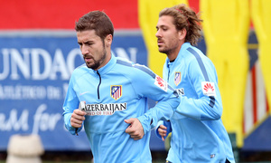 Temporada 14/15. Entrenamiento 10/10. Gabi y Cerci durante la sesión. Foto: Ángel Gutiérrez