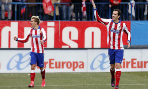 temporada 14/15. Partido Atlético Real Madrid. Griezmann celebrando su gol