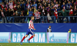 Atlético de Madrid - Bayer Leverkusen. Vuelta de octavos de final. Champions League. Mario Suárez celebra su gol