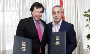 Alejandro Blanco y Óscar Gil, presidente del COE y consejero delegado del Atlético de Madrid, respectivamente.