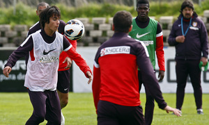 Temporada 12/13. Entrenamiento, Óliver controlando un balón durante el entrenamiento en el Cerro del Espino