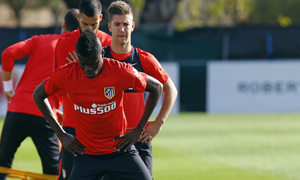 temporada 15/16. Entrenamiento en la ciudad deportiva de Majadahonda. Thomas realizando ejercicios físicos durante el entrenamiento