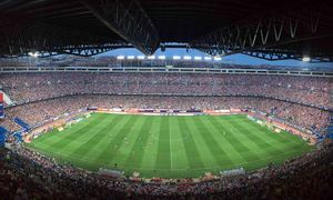 Panorámica del Vicente Calderón durante el partido Atlético - Fútbol Club Barcelona de la Liga 2015-16