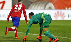 temporada 15/16. Partido Atlético de madrid Real madrid. Vietto  celebrando durante el partido