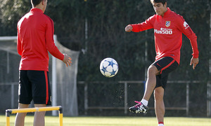 Entrenamiento en la ciudad deportiva de Majadahonda previo al partido ante el Benfica.