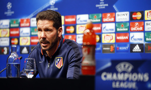 Rueda de prensa en el Camp Nou 1/4 Champions League. Simeone