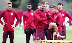 temporada 16/17. Entrenamiento en la ciudad deportiva Wanda. Gabi realizando ejercicios físicon durante el entrenamiento