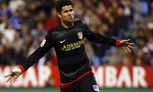 Temporada 12/13. Real Zaragoza - Atlético de Madrid. Diego Costa celebra uno de los goles.