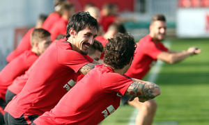 temporada 17/18. Entrenamiento en la ciudad deportiva Wanda.  Savic durante el entrenamiento
