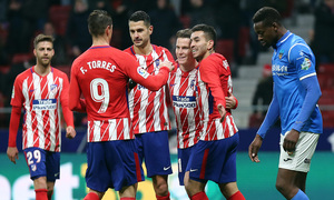 temporada 17/18. Partido Wanda Metropolitano. Atlético Lleida. Celebración