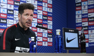 temporada 17/18. Rueda de prensa de Simeone en la ciudad deportiva Wanda. Simeone durante la rueda de prensa