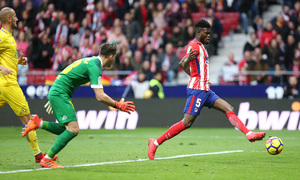 temporada 17/18. Partido Wanda Metropolitano. Atlético Las Palmas. Gol de Thomas