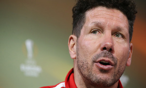 temporada 17/18. Rueda de prensa de Simeone en la ciudad deportiva Wanda. Simeone durante la rueda de prensa previa al partido de Copenhague