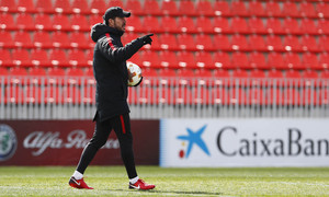 Temporada 17/18. Entrenamiento en la ciudad deportiva Wanda Atlético de Madrid. 03_04_2018. Simeone.