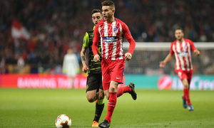 temporada 17/18. Partido Wanda Metropolitano. Atlético Sporting Portugal. Uefa Europa League. Lucas durante el partido