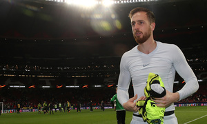 temporada 17/18. Partido Wanda Metropolitano. Atlético Sporting Portugal. Uefa Europa League. Oblak
