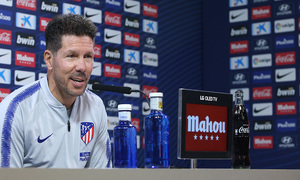 temporada 18/19. Rueda de prensa de Simeone en la ciudad deportiva Wanda. Simeone en rueda de prensa