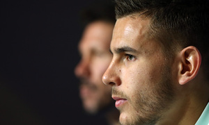 temporada 18/19. Rueda de prensa de Lucas en el Wanda Metropolitano. Previa Champions Borussia Dortmund.