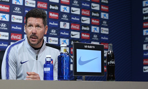 temporada 18/19. Rueda de prensa de Simeone en la ciudad deportiva Wanda. Simeone en rueda de prensa
