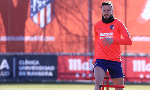 temporada 18/19. Entrenamiento en la ciudad deportiva Wanda. Saúl durante el entrenamiento