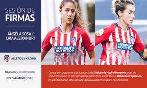 Temp. 2018/19 | Firmas de autógrafos Tour Wanda Metropolitano Atlético de Madrid Femenino | Laia y Sosa