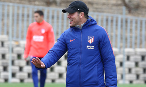 Temporada 18/19. Entrenamiento en la ciudad deportiva Wanda. Simeone durante el entrenamiento.