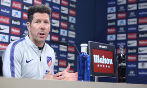 Temporada 18/19. Rueda de prensa de Simeone en la ciudad deportiva Wanda.