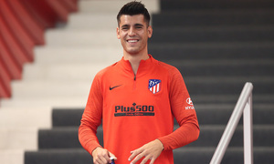 Temporada 19/20. Entrenamiento en el Wanda Metropolitano. Morata durante el entrenamiento
