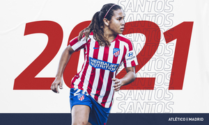 Leicy Santos acudió a la presentación de la colección de cromos de la Liga  F 23/24 - Club Atlético de Madrid · Web oficial