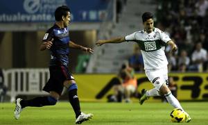 Fidel, jugador del Elche, habló del partido contra el Atlético de Madrid en rueda de Prensa