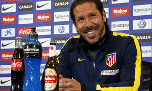temporada 13/14. rueda de prensa de Simeone en el estadio Vicente Calderón