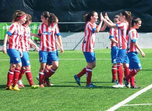 temporada 13/14. El Féminas B celebrando un gol en Majadahonda