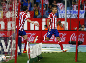 temporada 13/14. Partido Atlético de Madrid- Elche. Miranda celebración de gol
