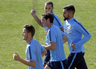 temporada 14/15 . Entrenamiento en la Ciudad deportiva de Majadahonda. Jugadores corriendo durante el entrenamiento