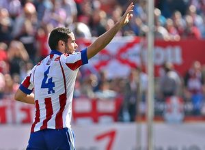 Temporada 14-15. Jornada 8. Atlético de Madrid-Espanyol. Mario Suárez celebra su gol, el segundo del equipo