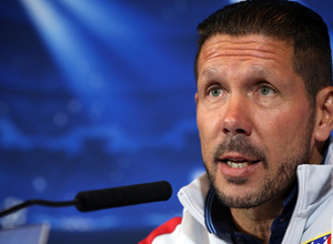 temporada 14/15. Rueda de prensa previa de Champions contra Malmo. Simeone durante la rueda de prensa en el estadio Vicente Calderón