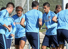 temporada 14/15. Entrenamiento en la ciudad deportiva de Majadahonda. Jugadores realizando ejercicios físicos