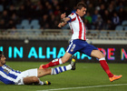 Temporada 14-15. Real Sociedad - Atlético de Madrid. Mario Mandzukic remata a puerta para abrir el marcador.