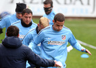 temporada 14/15. Entrenamiento en la ciudad deportiva de Majadahonda. Jugadores realizando ejercicios físicos durante el entrenamiento