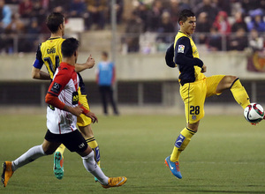 Temporada 14-15. Copa del Rey. L'Hospitalet - Atlético de Madrid. El joven Lucas jugó como titular.