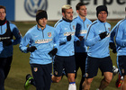 temporada 14/15. Entrenamiento en la ciudad deportiva de Majadahonda. Jugadores corriendo durante el entrenamiento