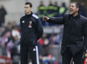 temporada 14/15. Partido Atlético de Madrid Rayo. Simeone  durante el partido