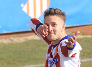 Borja Galán celebra su gol, que suponía el 2-1 ante el Conquense que, a la postre, sería definitivo